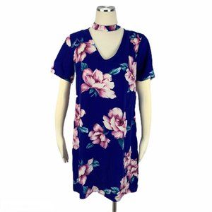 Soprano Large Blue Floral Dress Attached Choker D161291